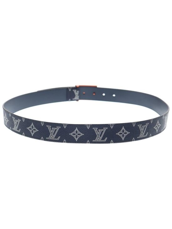Louis Vuitton Sainteur Metropole Monogram Canvas Belt Navy Leather M0049